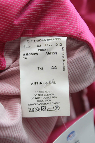 Armani Collezioni Women Basic Jacket Pink Polyester Zip Long Sleeve Size 8