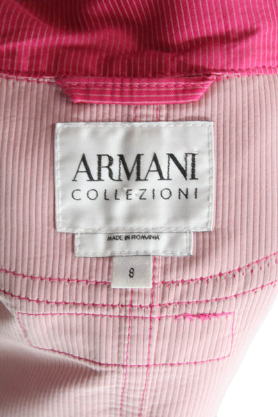 Armani Collezioni Women Basic Jacket Pink Polyester Zip Long Sleeve Size 8
