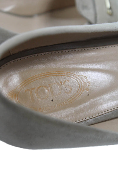 Tods Womens Suede Gold Tone Loafer Pumps Beige Size 40 10