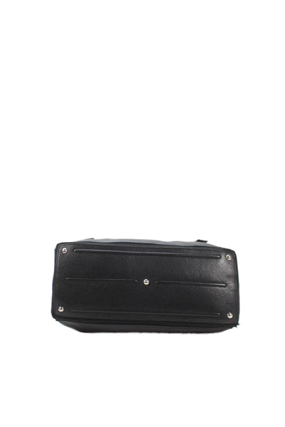 Yves Saint Laurent Womens Leather Silver Tone Crossbody Shoulder Handbag Black