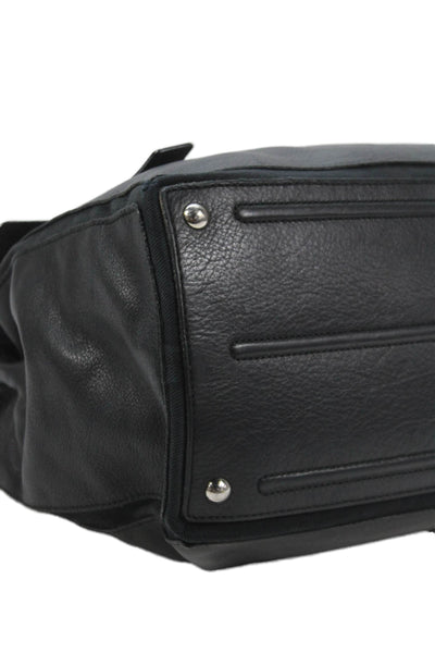 Yves Saint Laurent Womens Leather Silver Tone Crossbody Shoulder Handbag Black