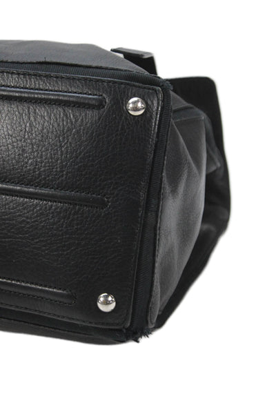 Yves Saint Laurent Womens Leather Silver Tone Crossbody Shoulder Handbag Black