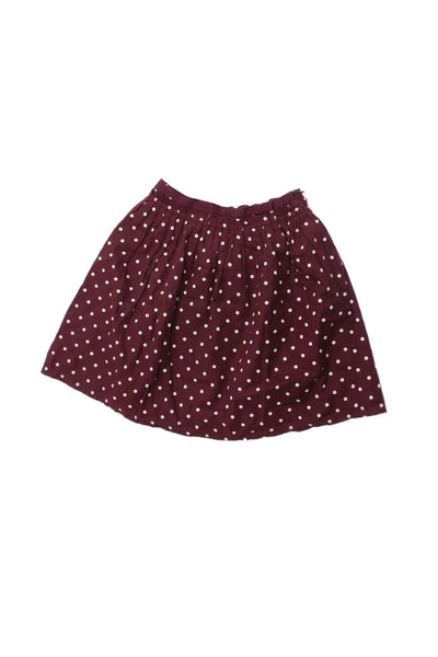 Jacadi Childrens Girls Polka Dot A Line Skirt Burgundy White Size 10