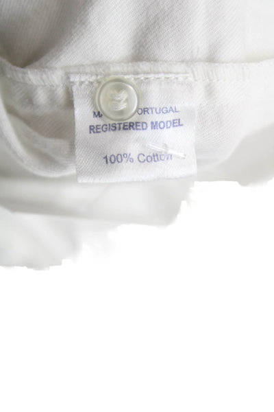 Oscar de la Renta Childrens Girls Button Down Shirt White Blue Size 8