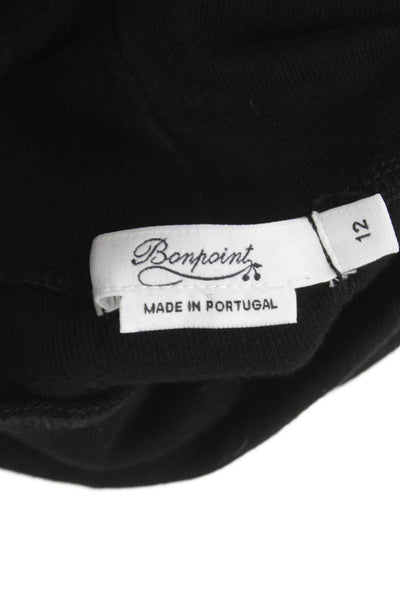 Bonpoint Childrens Girls Long Sleeves Turtleneck Sweater Black Cotton Size 12