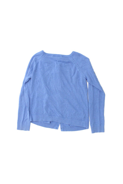 Jacadi Childrens Girls Linen Button Down Cardigan Sweater Blue Size 10