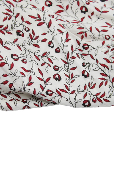 Bonpoint Childrens Girls Floral Print Blouse White Red Cotton Size 10