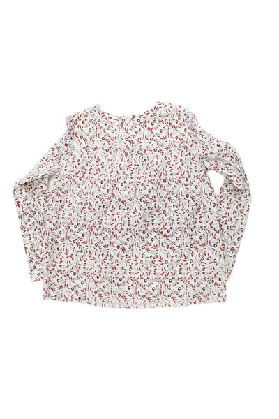 Bonpoint Childrens Girls Floral Print Blouse White Red Cotton Size 10