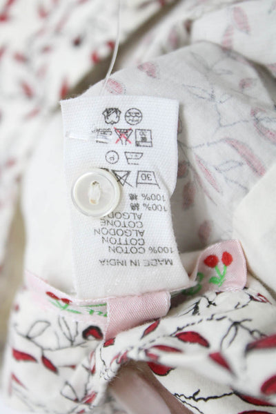 Bonpoint Childrens Girls Floral Print Blouse White Red Cotton Size 10