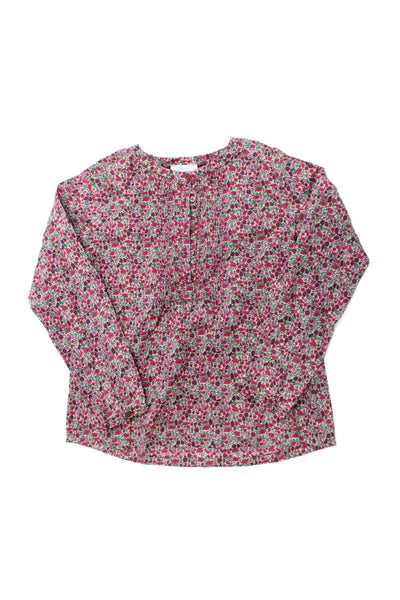 Jacadi Childrens Girls Floral Print Blouse Pink Purple Cotton Size 10