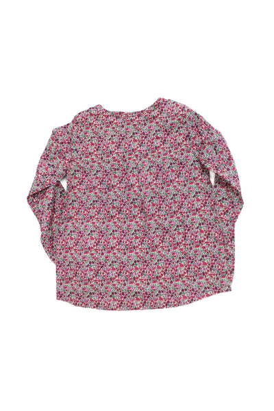 Jacadi Childrens Girls Floral Print Blouse Pink Purple Cotton Size 10