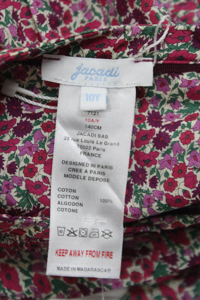 Jacadi Childrens Girls Floral Print Blouse Pink Purple Cotton Size 10