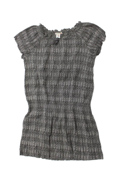 Bonpoint Childrens Girls Abstract Print Short Sleeves Dress Grey Size 12