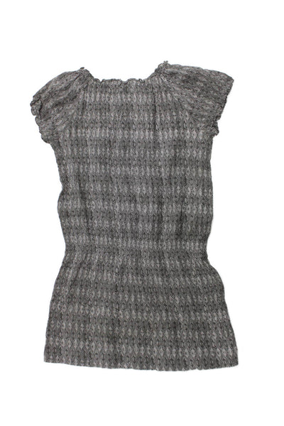 Bonpoint Childrens Girls Abstract Print Short Sleeves Dress Grey Size 12