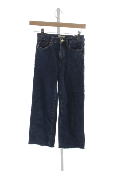 DL1961 Childrens Girls Lily Wide Leg High Rise Jeans Blue Cotton Size 10