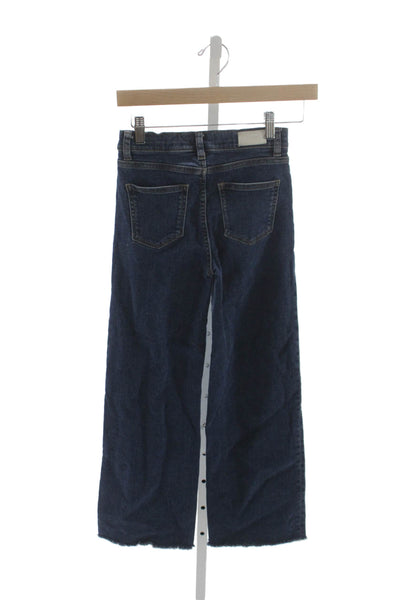 DL1961 Childrens Girls Lily Wide Leg High Rise Jeans Blue Cotton Size 10