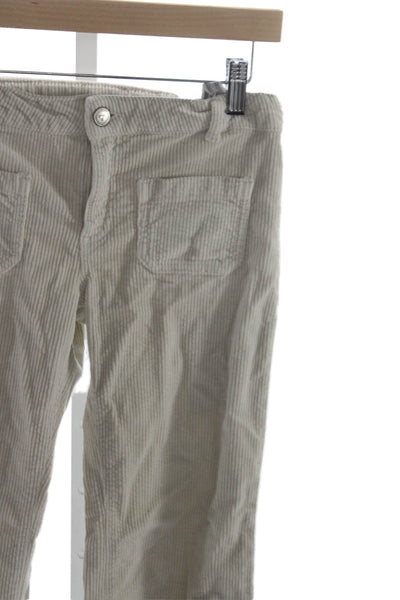 Bonpoint Childrens Girls Straight Leg Corduroy Pants White Cotton Size 12