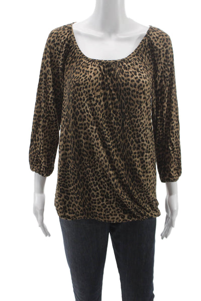 Michael Michael Kors Women Animal Print Scoop Neck 3/4 Sleeve Blouse Size XS