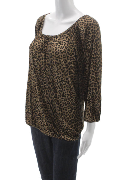 Michael Michael Kors Women Animal Print Scoop Neck 3/4 Sleeve Blouse Size XS