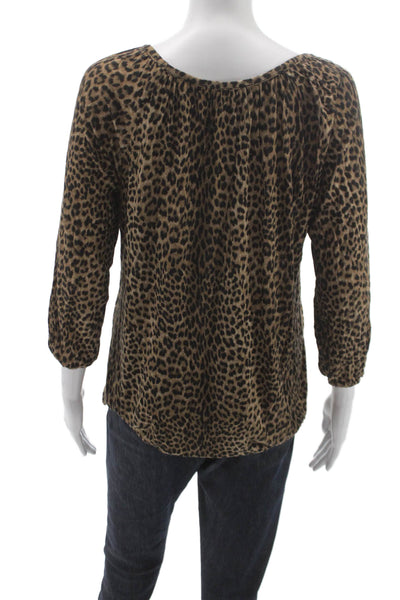 Michael Michael Kors Women Animal Print Scoop Neck 3/4 Sleeve Blouse Size XS