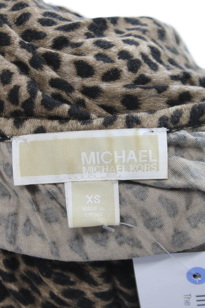 Michael Michael Kors Women Animal Print Scoop Neck 3/4 Sleeve Blouse Size XS