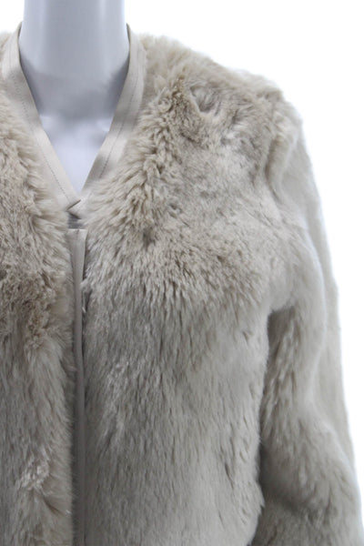J Brand Women Bomber Jacket Beige Acrylic Long Sleeve Zip Size S