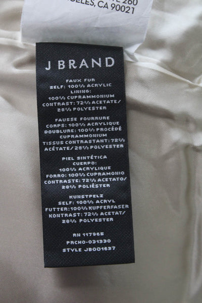 J Brand Women Bomber Jacket Beige Acrylic Long Sleeve Zip Size S