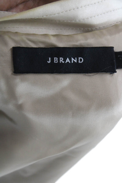 J Brand Women Bomber Jacket Beige Acrylic Long Sleeve Zip Size S
