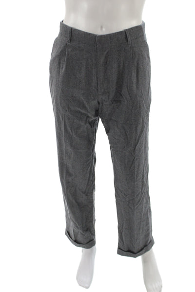 J Crew Mens Dress Pants Gray Wool Button Closure Size 32