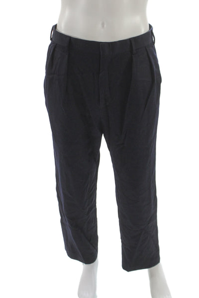J Crew Mens Dress Pants Blue Wool Button Solid Size 32