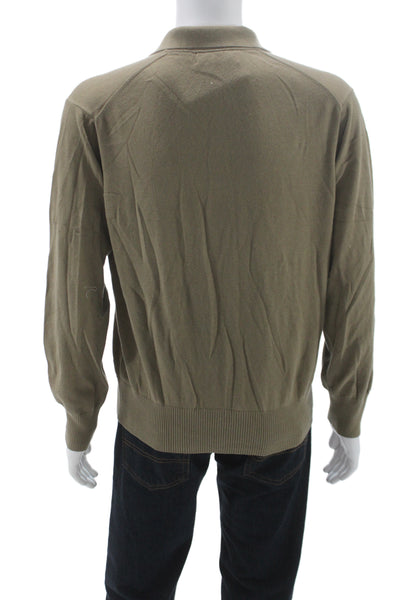 Buck Mason Men Collared Pullover Green Cotton Cashmere Blend Long Sleeve Size M