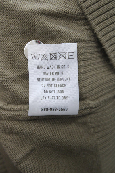 Buck Mason Men Collared Pullover Green Cotton Cashmere Blend Long Sleeve Size M