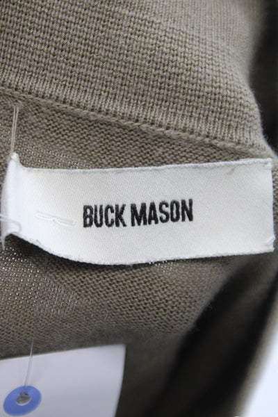Buck Mason Men Collared Pullover Green Cotton Cashmere Blend Long Sleeve Size M