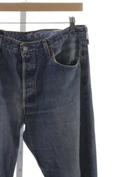 Levis Mens Straight Jeans Blue Button Cotton Size 32