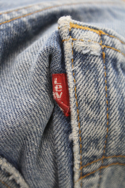 Levis Mens Straight Jeans Blue Button Cotton Size 32