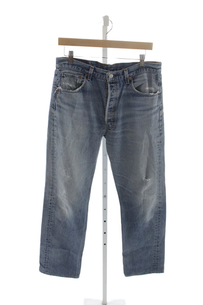 Levis Unisex Straight Distressed Blue Cotton Jeans Size 32