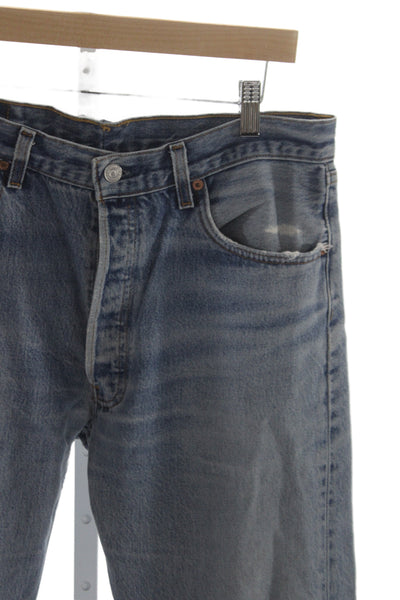 Levis Unisex Straight Distressed Blue Cotton Jeans Size 32