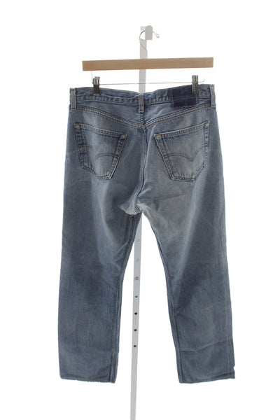 Levis Unisex Straight Distressed Blue Cotton Jeans Size 32