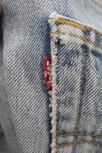 Levis Unisex Straight Distressed Blue Cotton Jeans Size 32