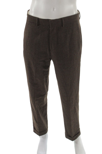 Brooks Brothers Mens Dress Pants Brown Wool Button Size 32