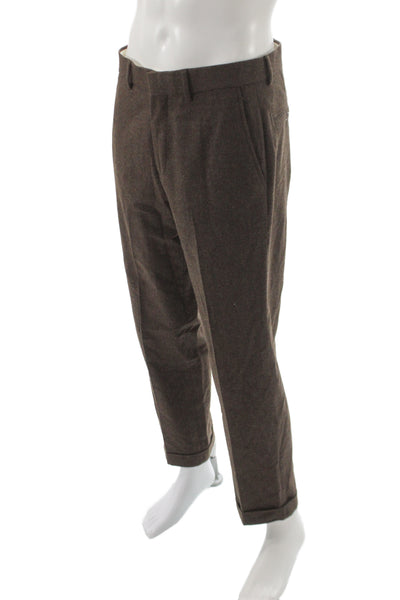 Brooks Brothers Mens Dress Pants Brown Wool Button Size 32