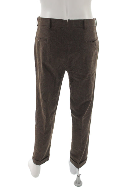 Brooks Brothers Mens Dress Pants Brown Wool Button Size 32