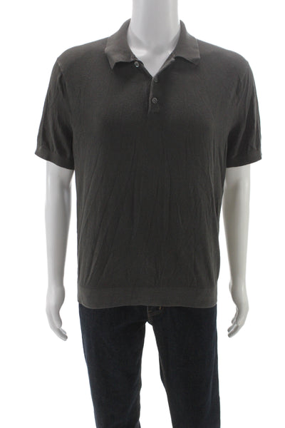 Madewell Mens Gray Cotton Short Sleeve Polo Button Collared Size M