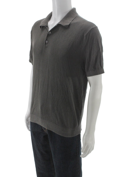 Madewell Mens Gray Cotton Short Sleeve Polo Button Collared Size M