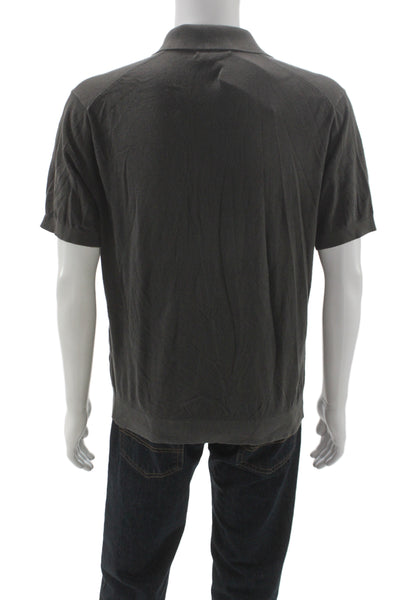 Madewell Mens Gray Cotton Short Sleeve Polo Button Collared Size M