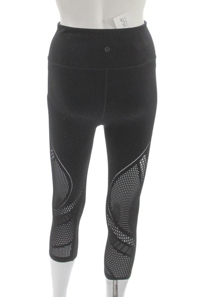 Lululemon Womens Capri Leggings Black Nylon Geometric Size 4