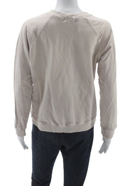 Monrow Womens Pullover Sweatshirt Beige Stars Crew Neck Size M