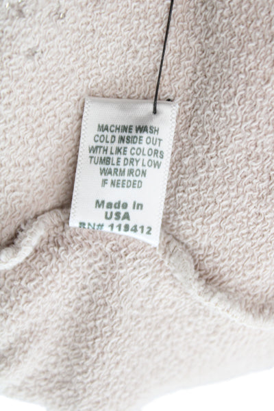 Monrow Womens Pullover Sweatshirt Beige Stars Crew Neck Size M