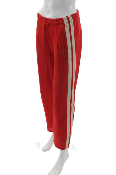 Isabel Marant Etoile Womens Red Striped Jogger Pants Drawstring Size 38