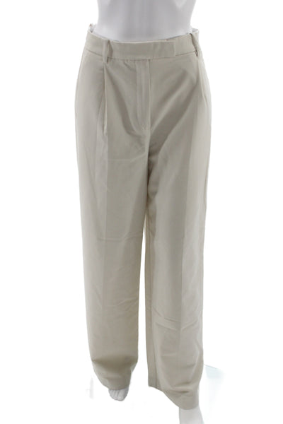 Zara Women Dress Pants Beige Button Polyester Solid Spring Size S